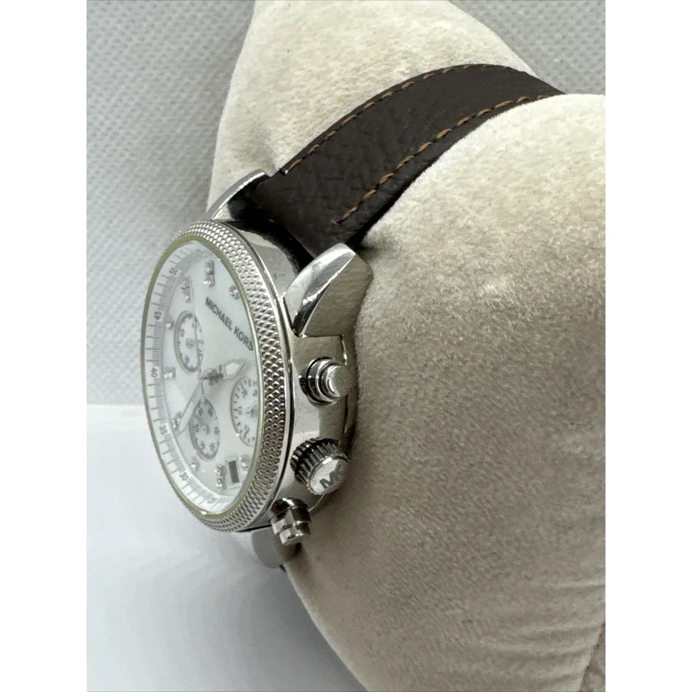 Michael Kors MK5020 Women's Black Leather Analog Dial Wrist Quartz Watch AEA040